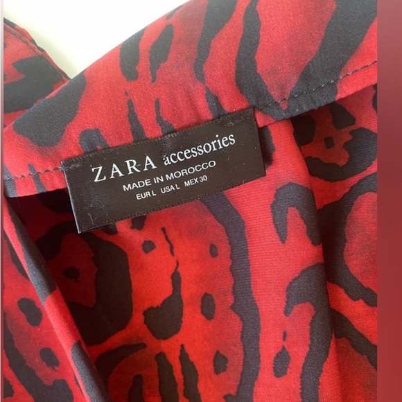 Zara Deep Red Patterned Blouse - Picture 4 of 4
